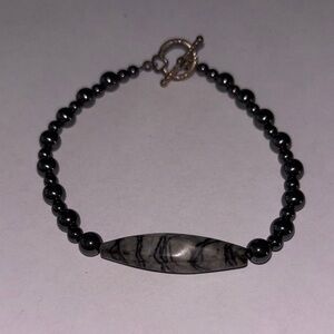 Elegant Black and Gray Beaded Bracelet
